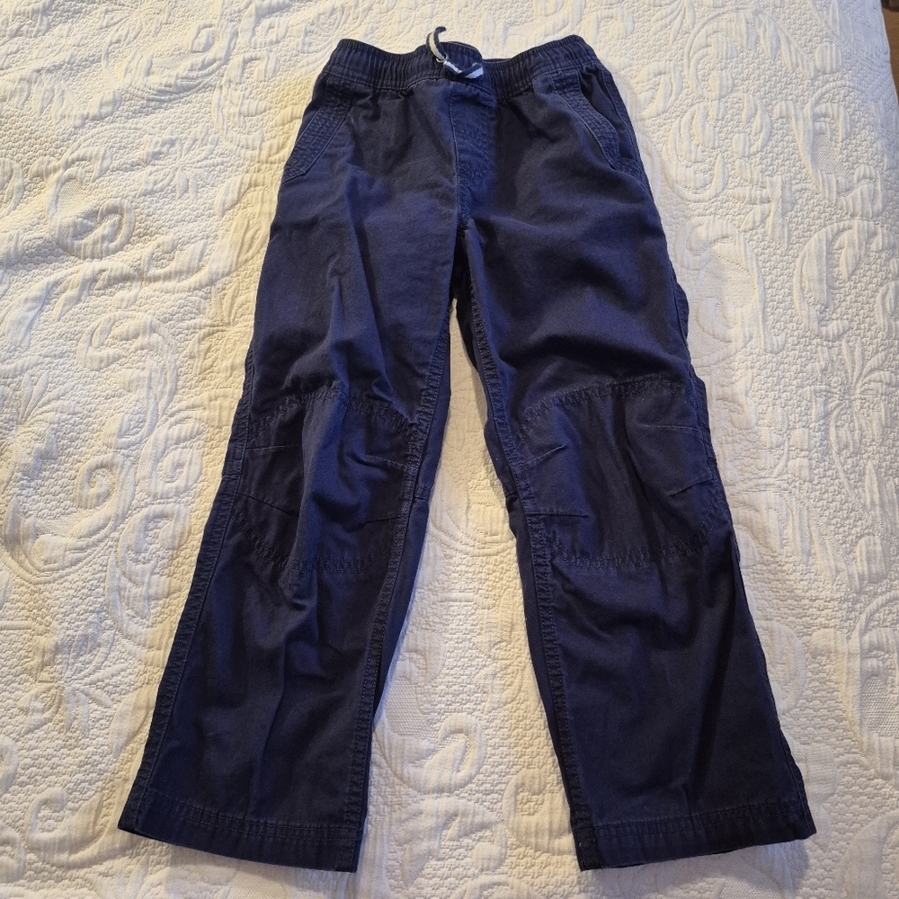 Hanna Andersson boys size 120 or 6/7 blue pull on twill pants VGUC